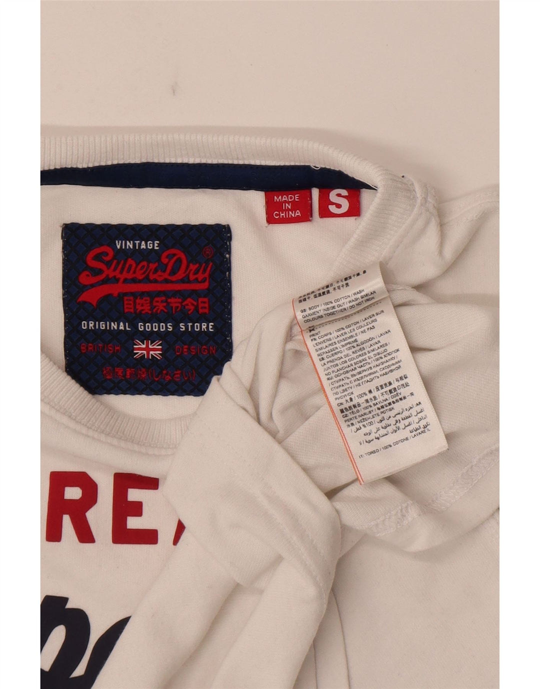 T-shirt grafica da uomo Superdry Top Small in cotone bianco