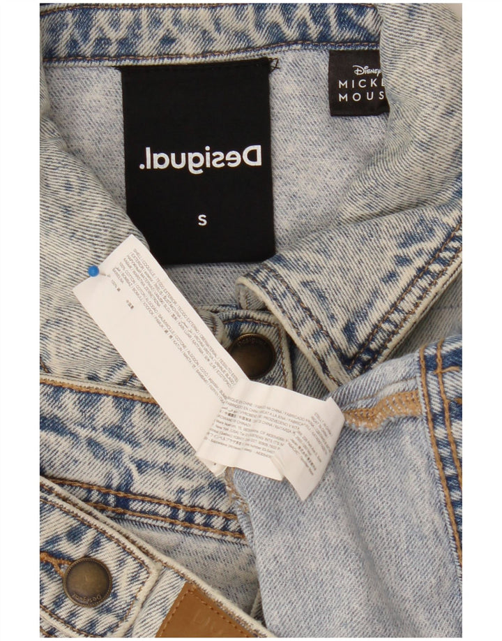 Desigual Giacca da donna in denim con grafica Topolino UK 10 Small Blu Cotone