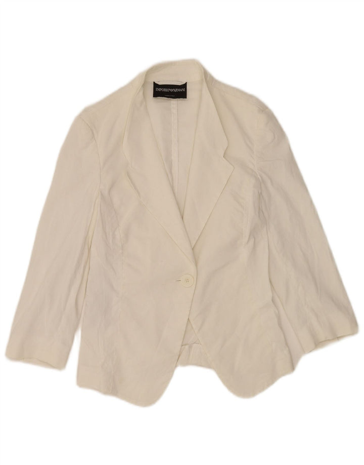 Giacca blazer da donna con maniche a 3/4 bottoni Emporio Armani IT 36 XS bianca