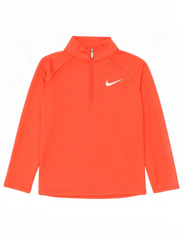 Top della tuta pullover Nike Dri Fit con zip e collo per ragazze, 6-7 anni, grande, arancione