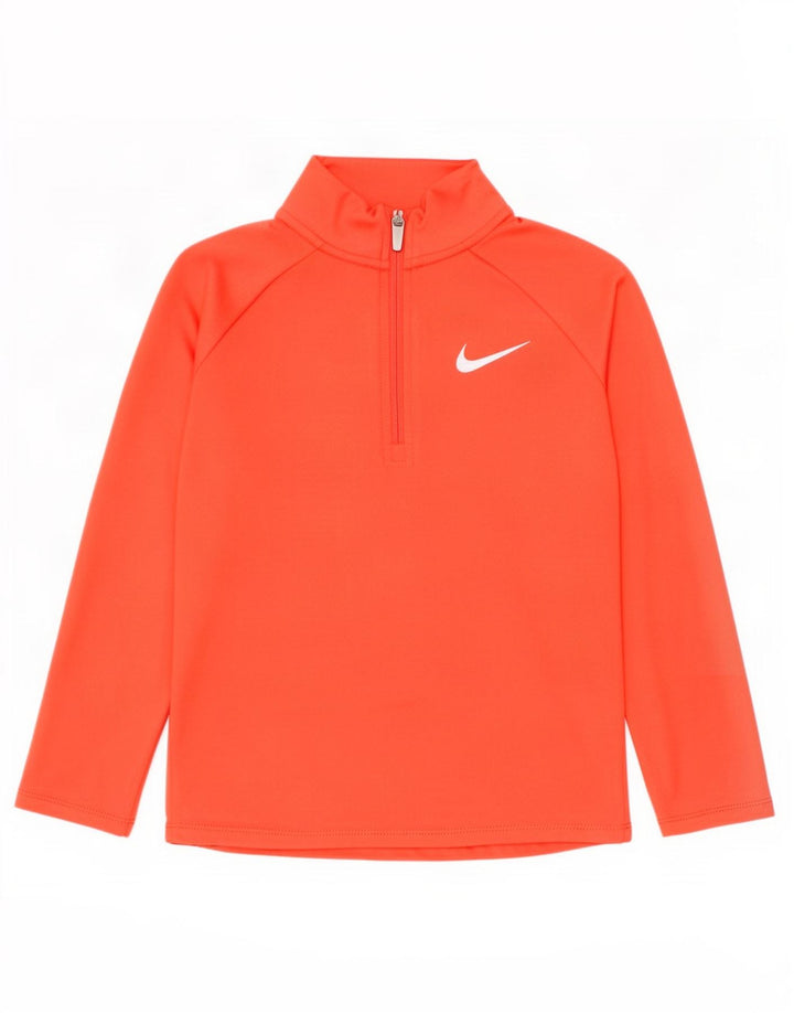Top della tuta pullover Nike Dri Fit con zip e collo per ragazze, 6-7 anni, grande, arancione