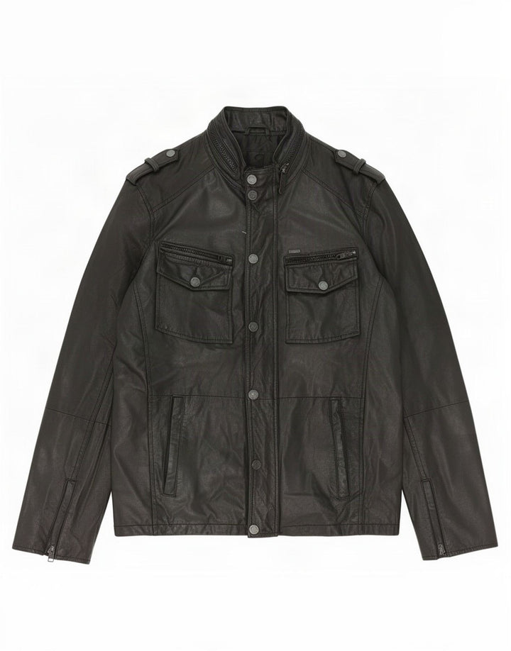 Giacca in pelle militare da uomo Aviatrix UK 38 media nera