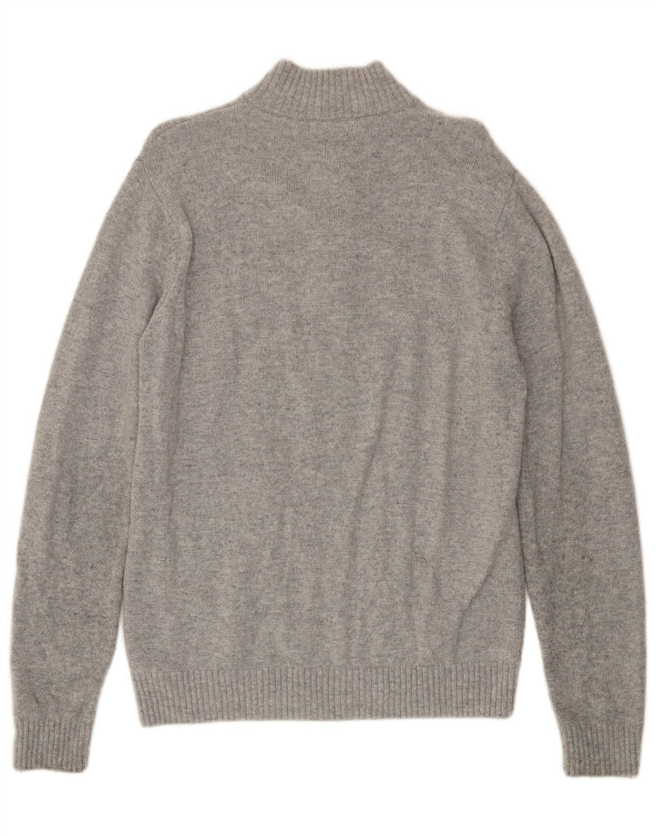 Crew Clothing Maglione da uomo con zip e collo in lana d'agnello grande grigia