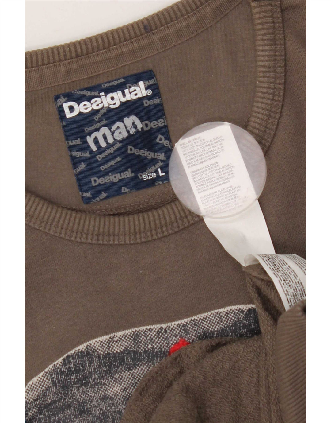 Desigual Felpa grafica da uomo Maglione grande in cotone grigio