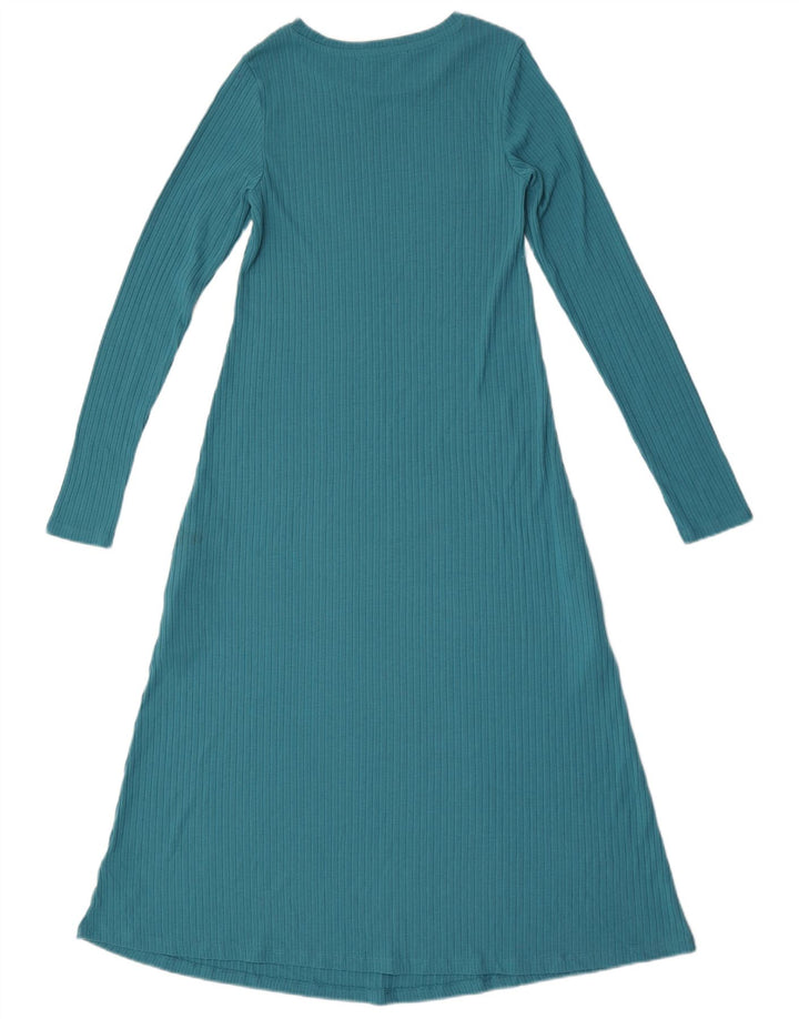 Abito lungo a maniche lunghe da donna Marks & Spencer UK 6 XS poliestere verde