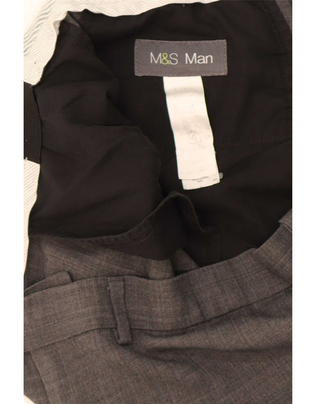 Pantaloni da abito dritti da uomo Marks & Spencer W38 L27 poliestere grigio
