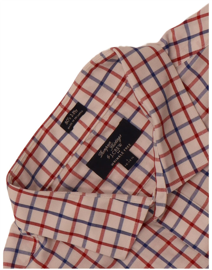 Camicia Thompson da uomo J. Crew taglia 16 16 1/2 grande quadretto bianco