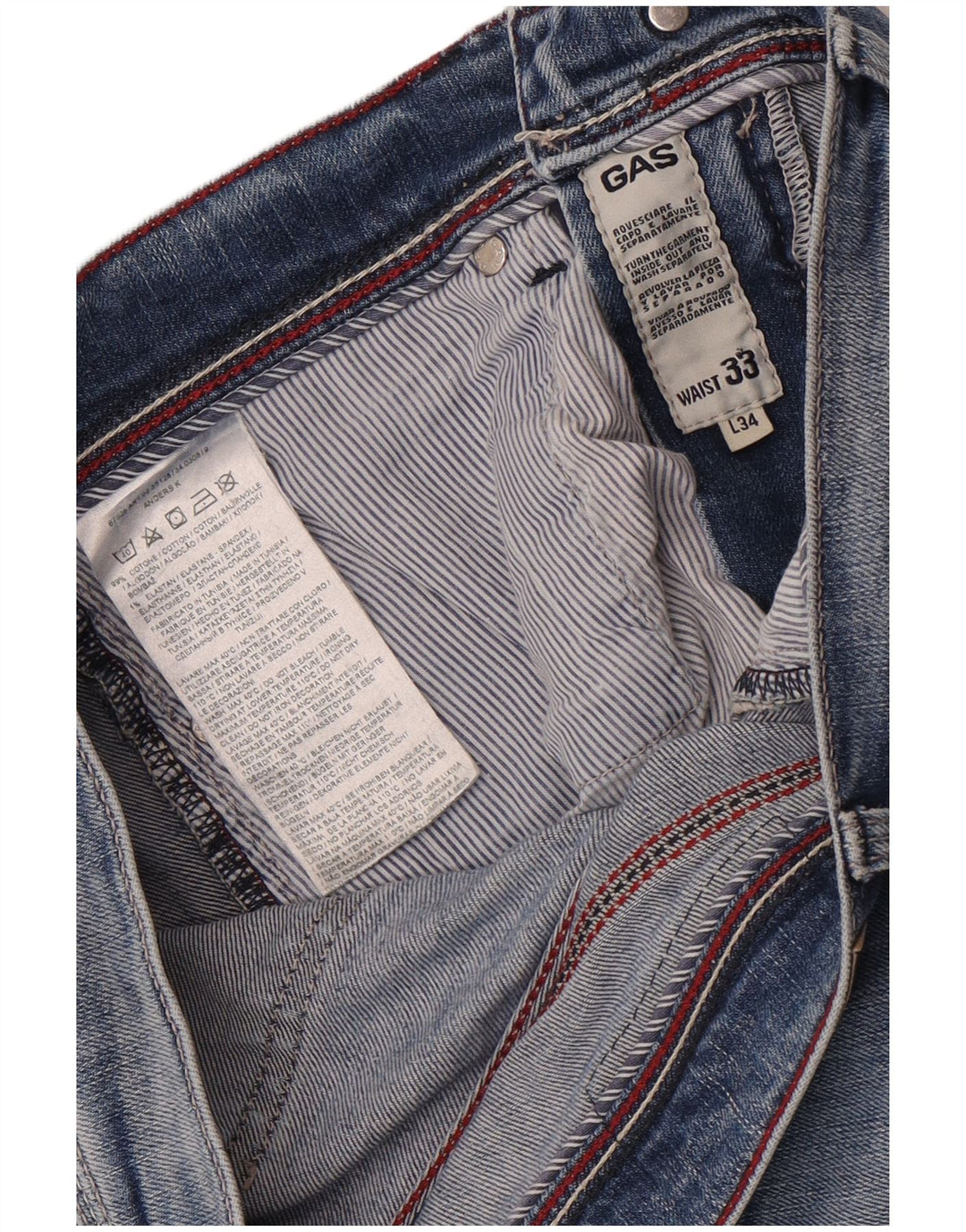 Jeans slim da uomo Anders Gas W33 L30 cotone blu