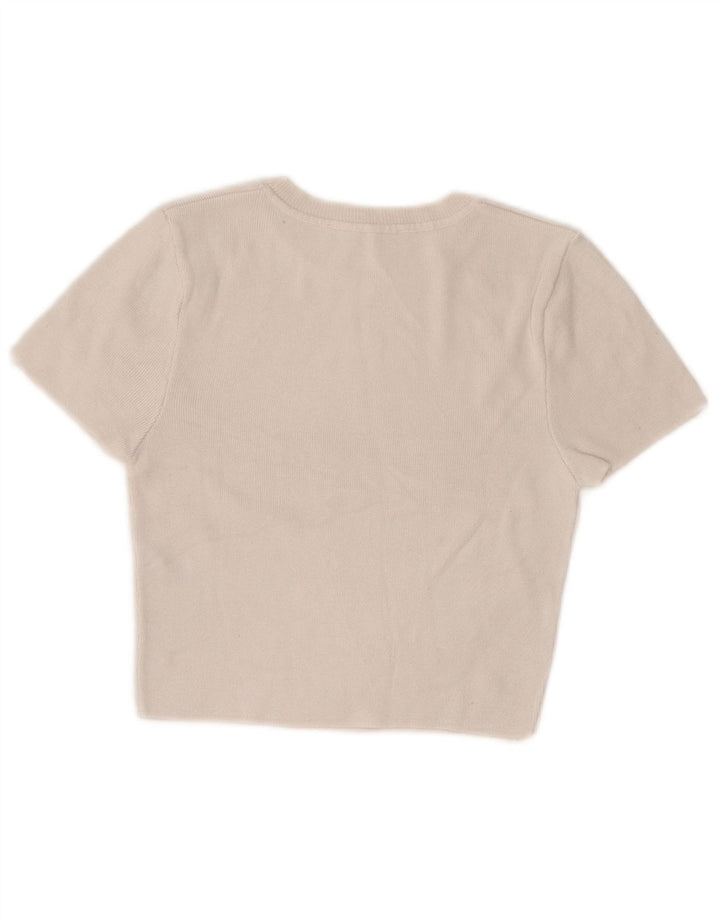 Top corto da donna Zara UK 12 viscosa bianco sporco medio