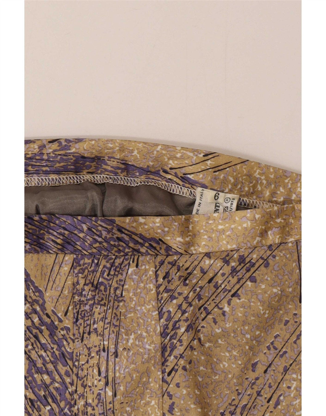 Gonna a trapezio con motivo astratto da donna vintage W34 grande poliestere beige