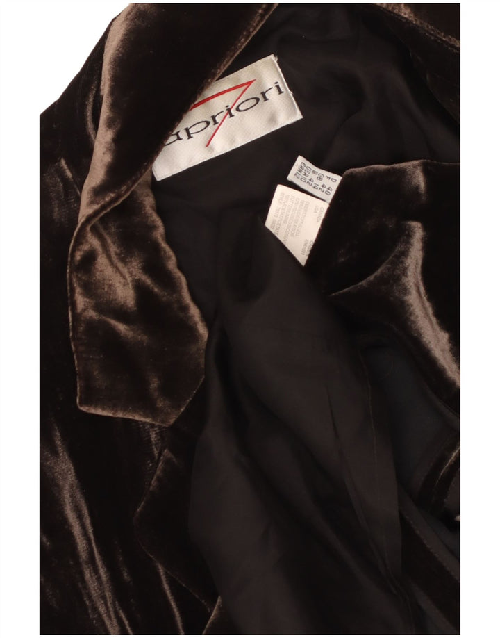 Giacca blazer da donna a 3 bottoni APRIORI UK 14 grande seta marrone