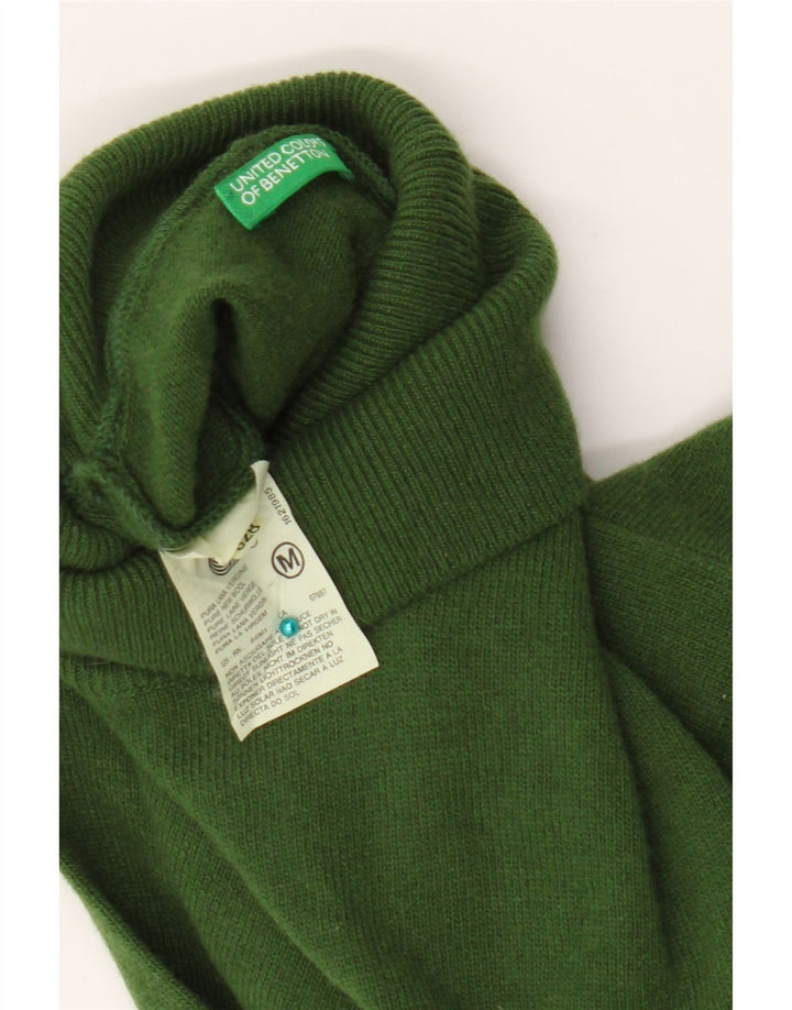 Maglione maglione a collo alto da donna Benetton UK 14 Lana nuova verde medio