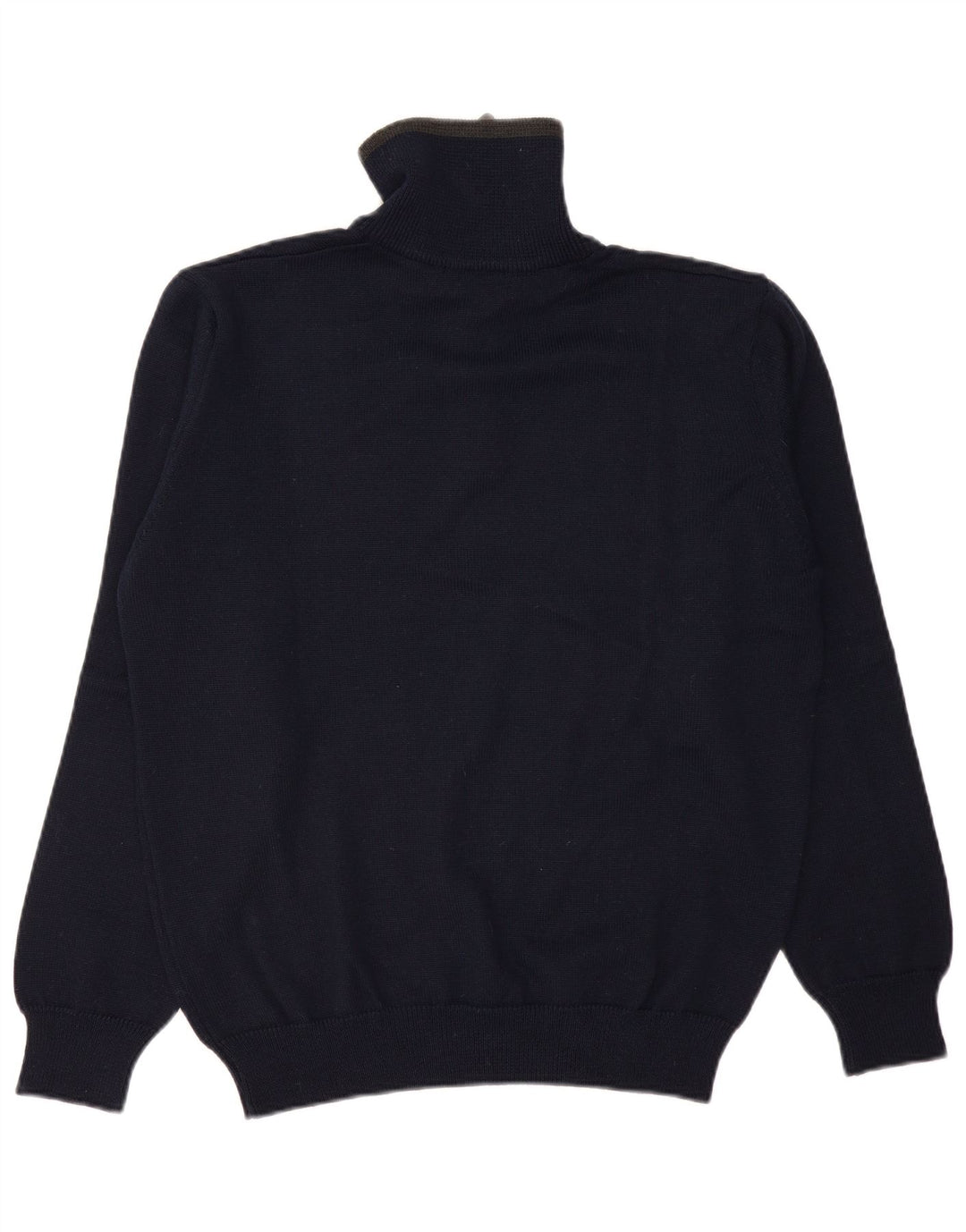 Sporting Mare Maglione da uomo con zip e collo grande in lana vergine blu navy