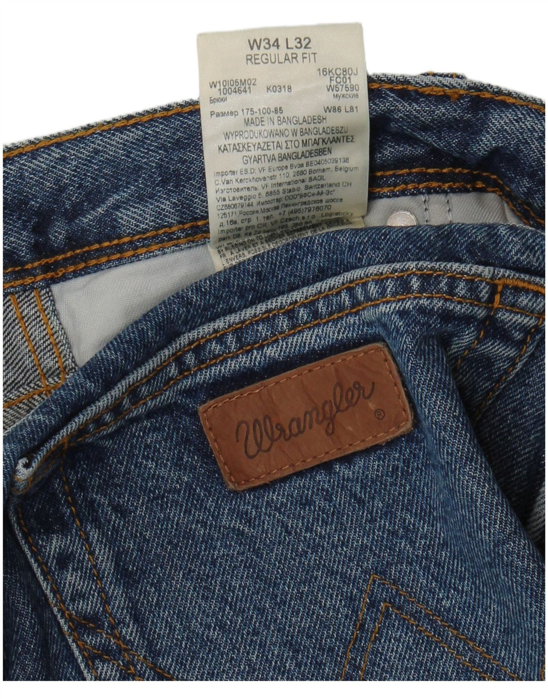 Jeans dritti da uomo Wrangler vestibilità regolare W34 L32 cotone blu