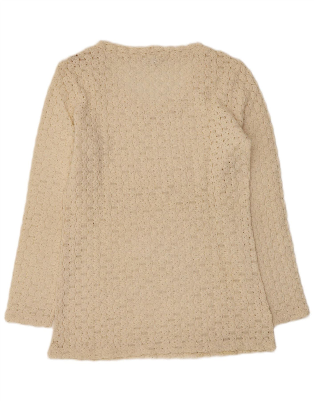 Maglione maglione con scollo a V dall'eleganza rilassata da donna Sisley UK 12 medio bianco sporco