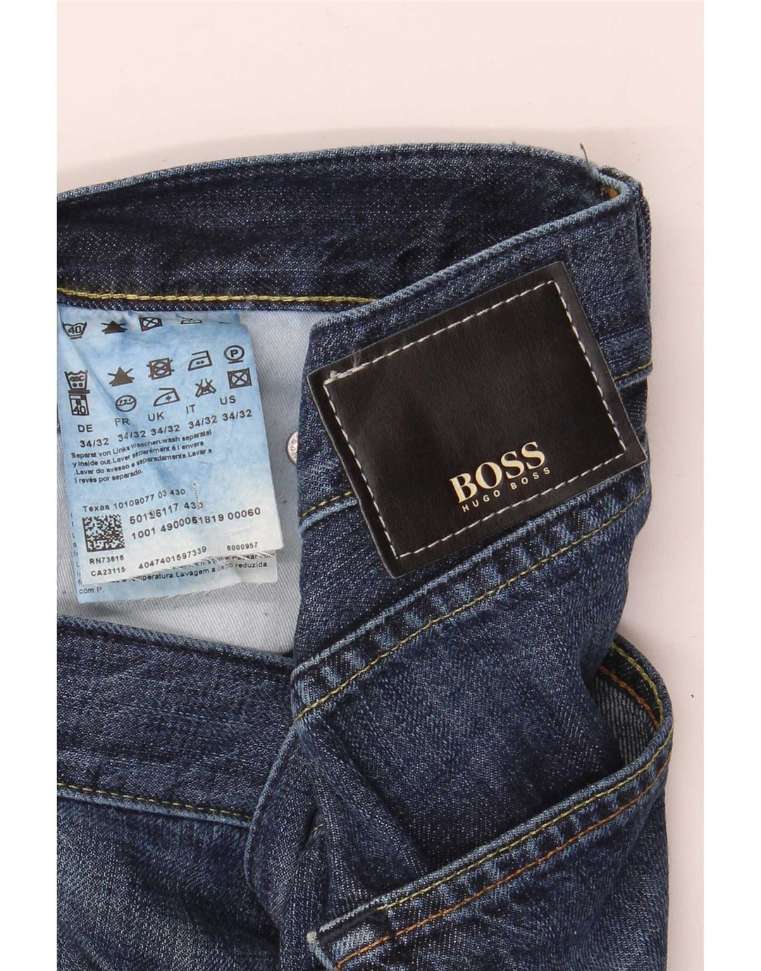 Jeans dritti da uomo Hugo Boss W34 L32 cotone blu navy