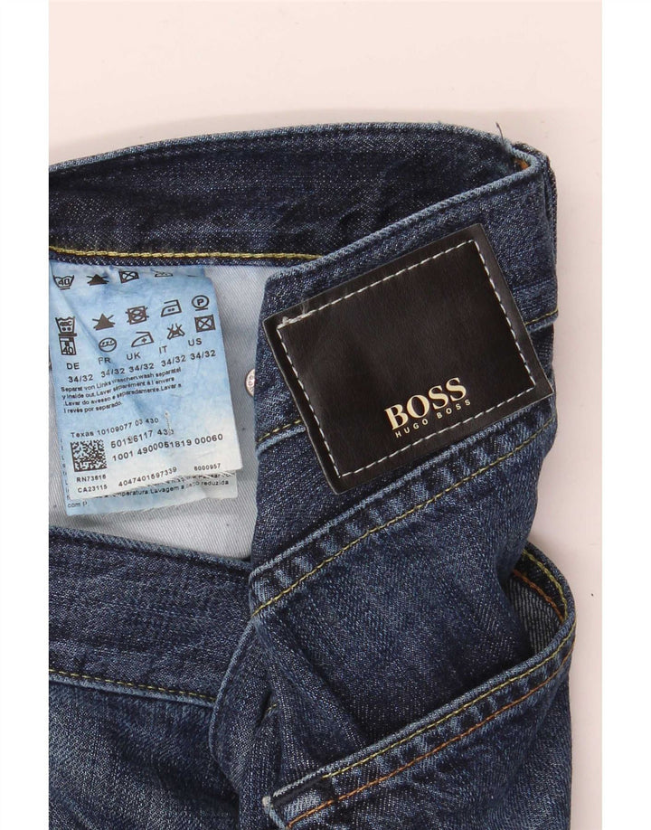 Jeans dritti da uomo Hugo Boss W34 L32 cotone blu navy
