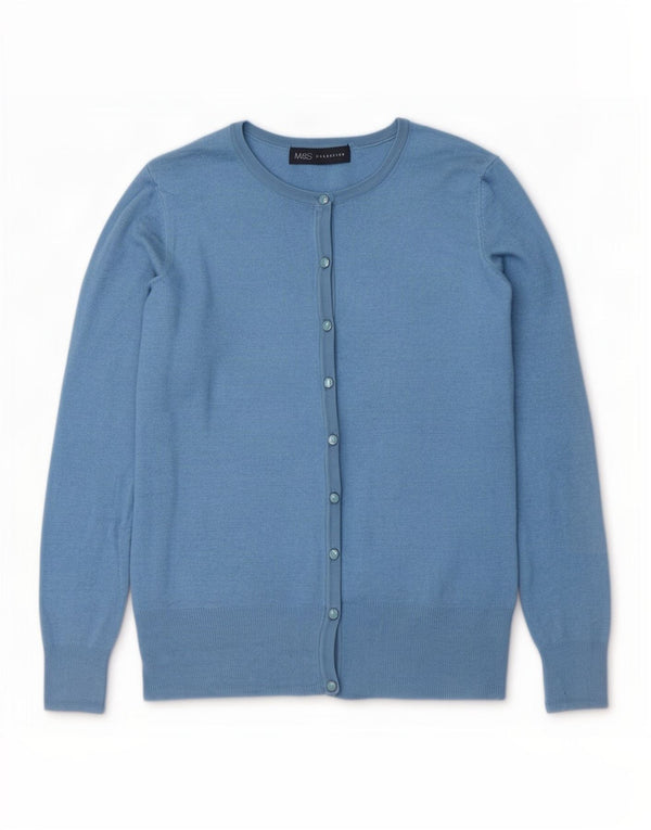 Maglione cardigan da donna Marks & Spencer UK 10 piccolo viscosa blu