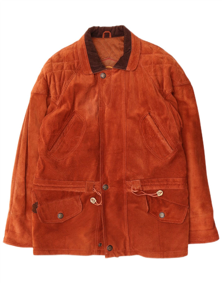 Giacca in pelle scamosciata vintage da uomo IT 48 in pelle scamosciata marrone medio