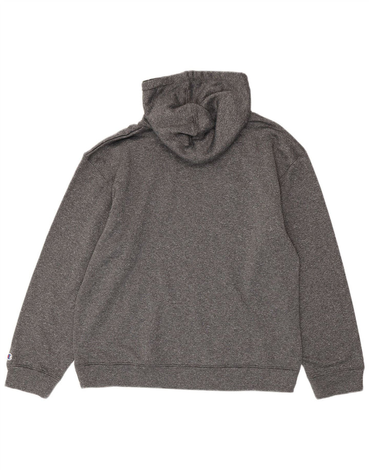 Maglione con cappuccio da uomo CHAMPION, grande poliestere chiazzato grigio