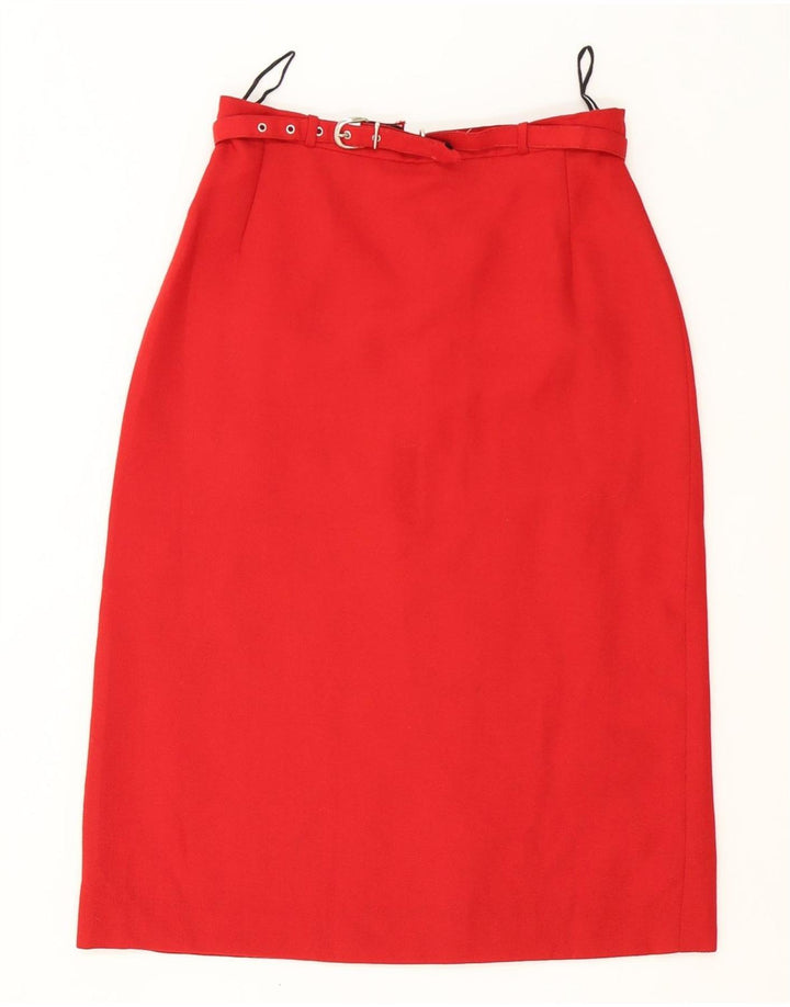 Set gonna vintage da donna a 5 bottoni in 2 pezzi UK 12 medio W28 poliestere rosso