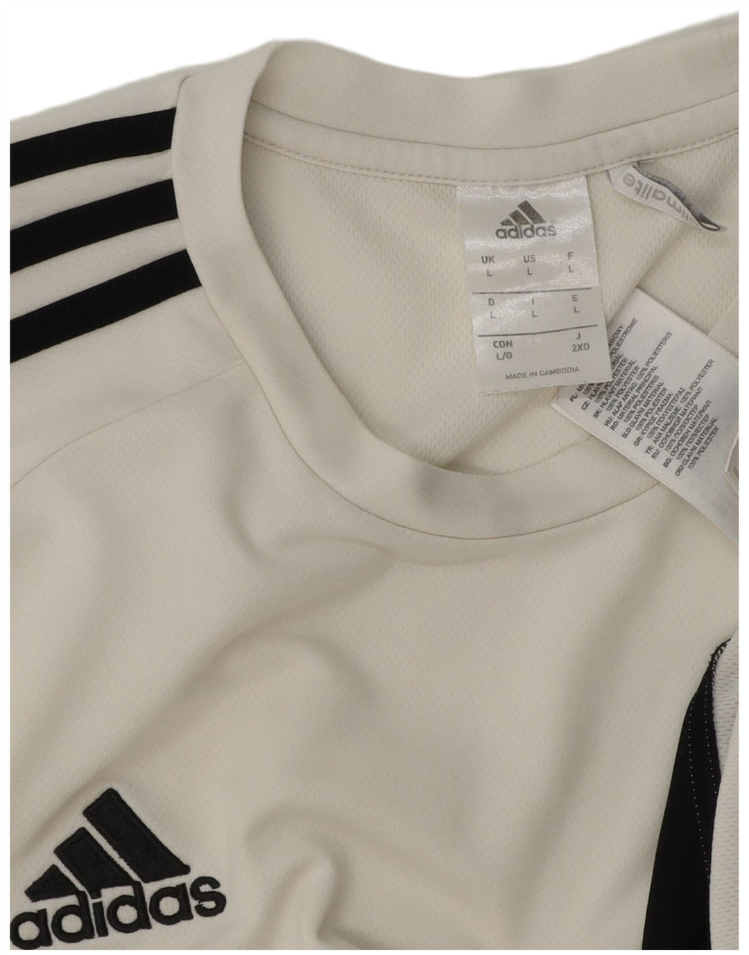 T-shirt Adidas Climalite da uomo, grande, in poliestere color block bianco