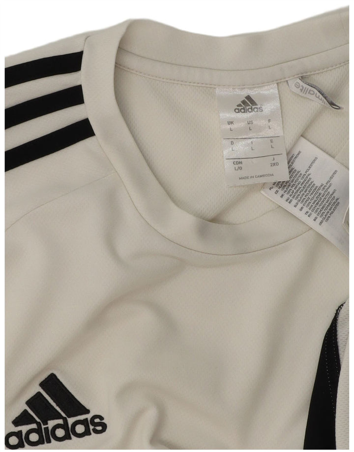 T-shirt Adidas Climalite da uomo, grande, in poliestere color block bianco