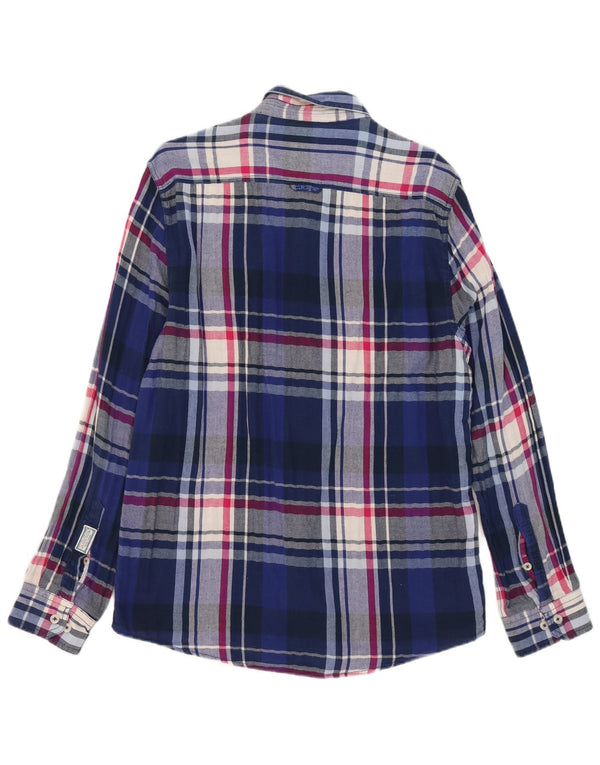 Crew Clothing Camicia da uomo in flanella dal taglio sartoriale XL in cotone a quadri blu