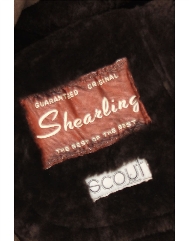 Cappotto doppiopetto in shearling da uomo Scout UK 38 Shearling marrone medio