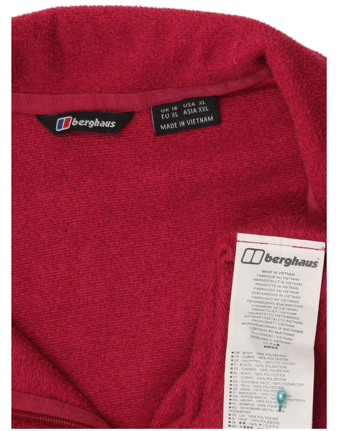 Maglione in pile da donna Berghaus con collo con zip UK 16 grande poliestere rosso