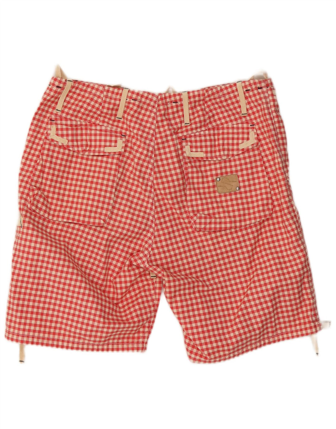 Pantaloncini cargo vintage da uomo W34 grandi in cotone a quadretti rossi