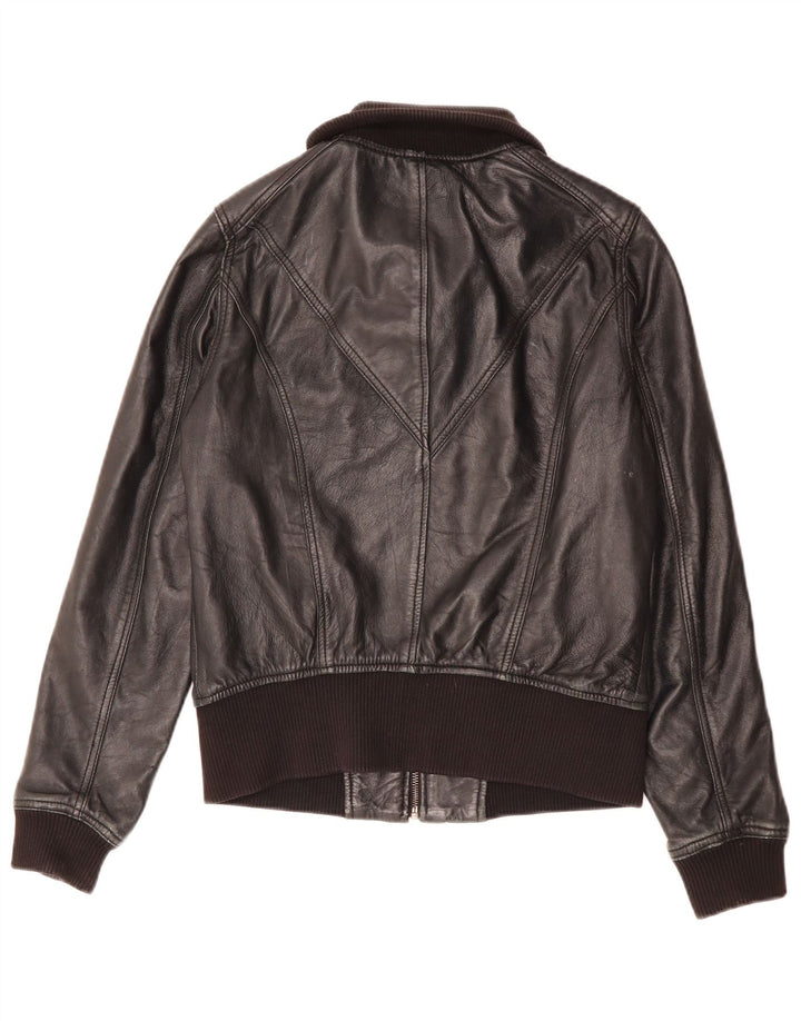 Giacca in pelle da donna Pull & Bear UK 14 grande in pelle nera