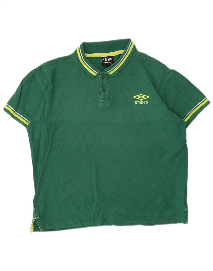 Polo Umbro da uomo in cotone a righe verde medio