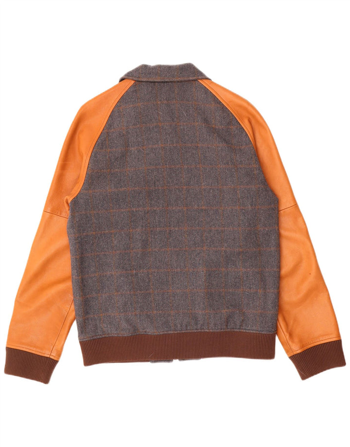 Nudie Jeans Bomber in pelle da uomo UK 38 Lana color block blu medio