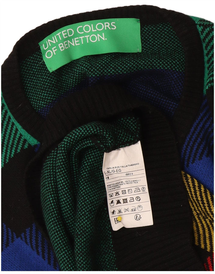 Maglione maglione girocollo da donna Benetton UK 16 grande controllo multicolore