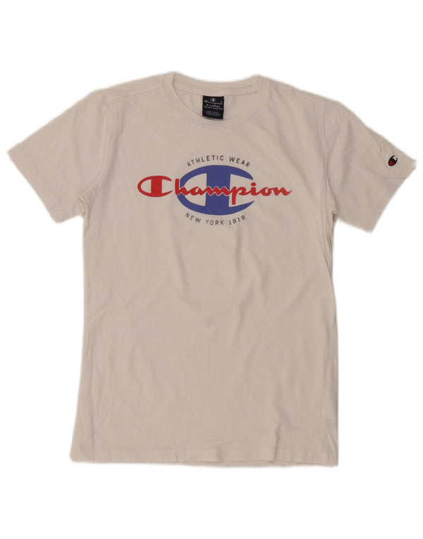 T-shirt grafica Champion da ragazzo, 13-14 anni, XL, cotone bianco