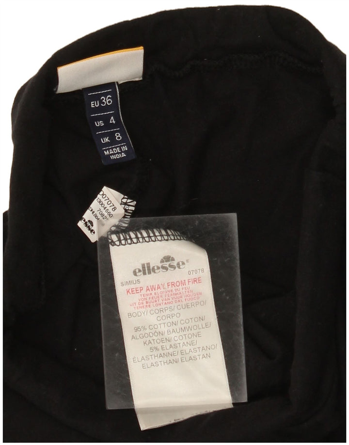 ELLESSE Leggings grafici da donna UK 8 piccolo cotone color block nero