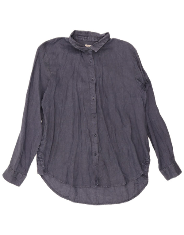Camicia da donna di Dack UK 16 Grande lino blu navy