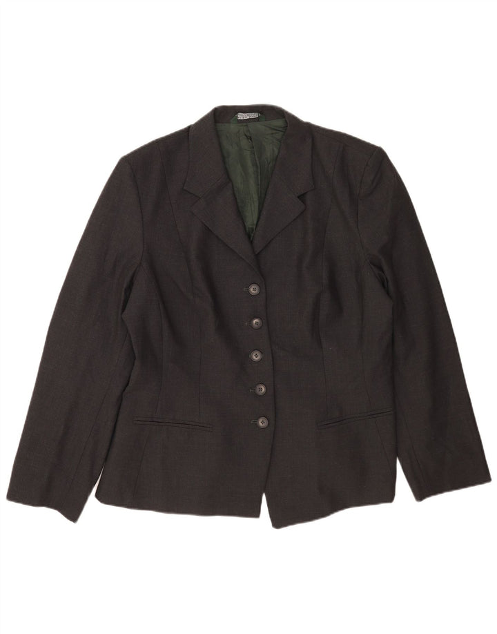 Giacca blazer a 5 bottoni da donna Laura Ashley UK 18 XL lana grigia