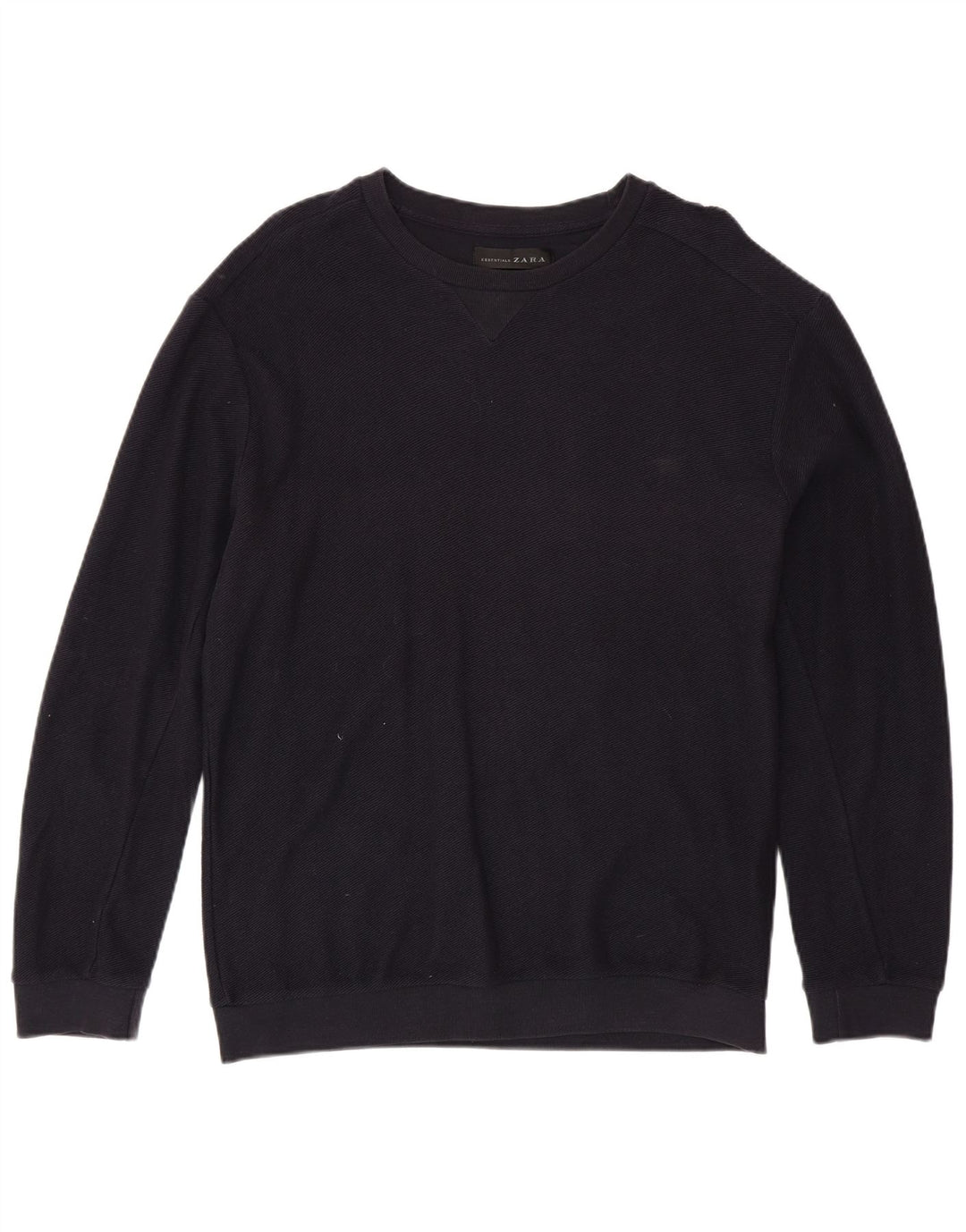 Maglione ZARA da uomo girocollo XL in cotone blu navy
