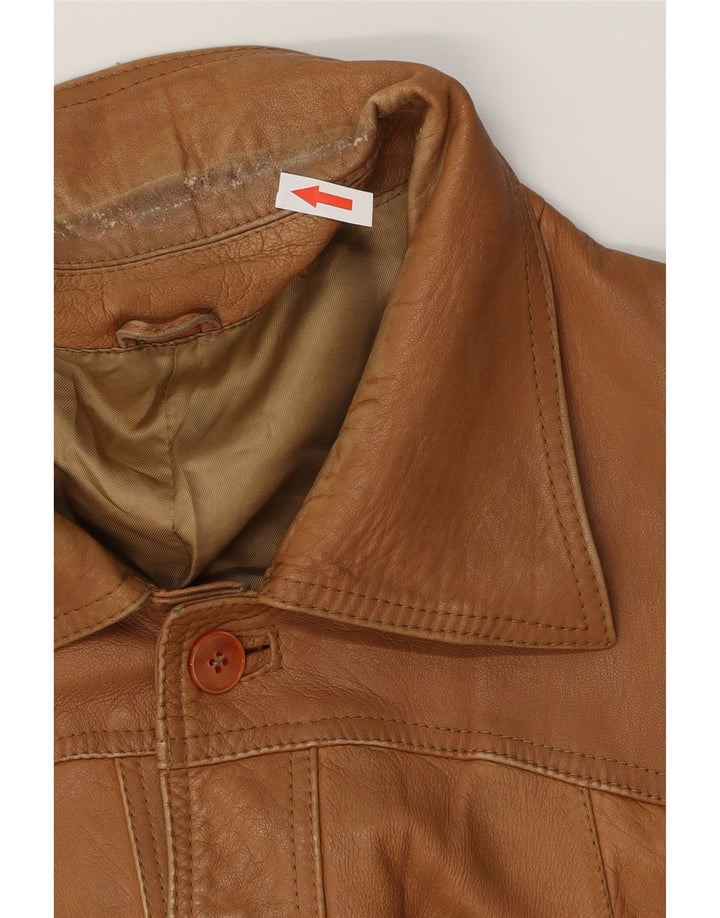 Giacca in pelle vintage da uomo IT 54 2XL Marrone
