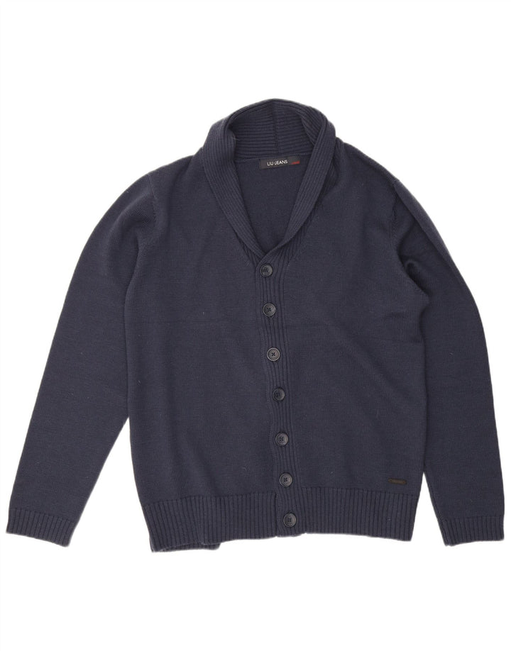 Maglione cardigan da uomo LIU JO XL blu navy in lana