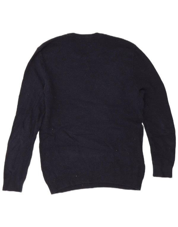 Maglione maglione girocollo da uomo Zara grande in cotone blu navy
