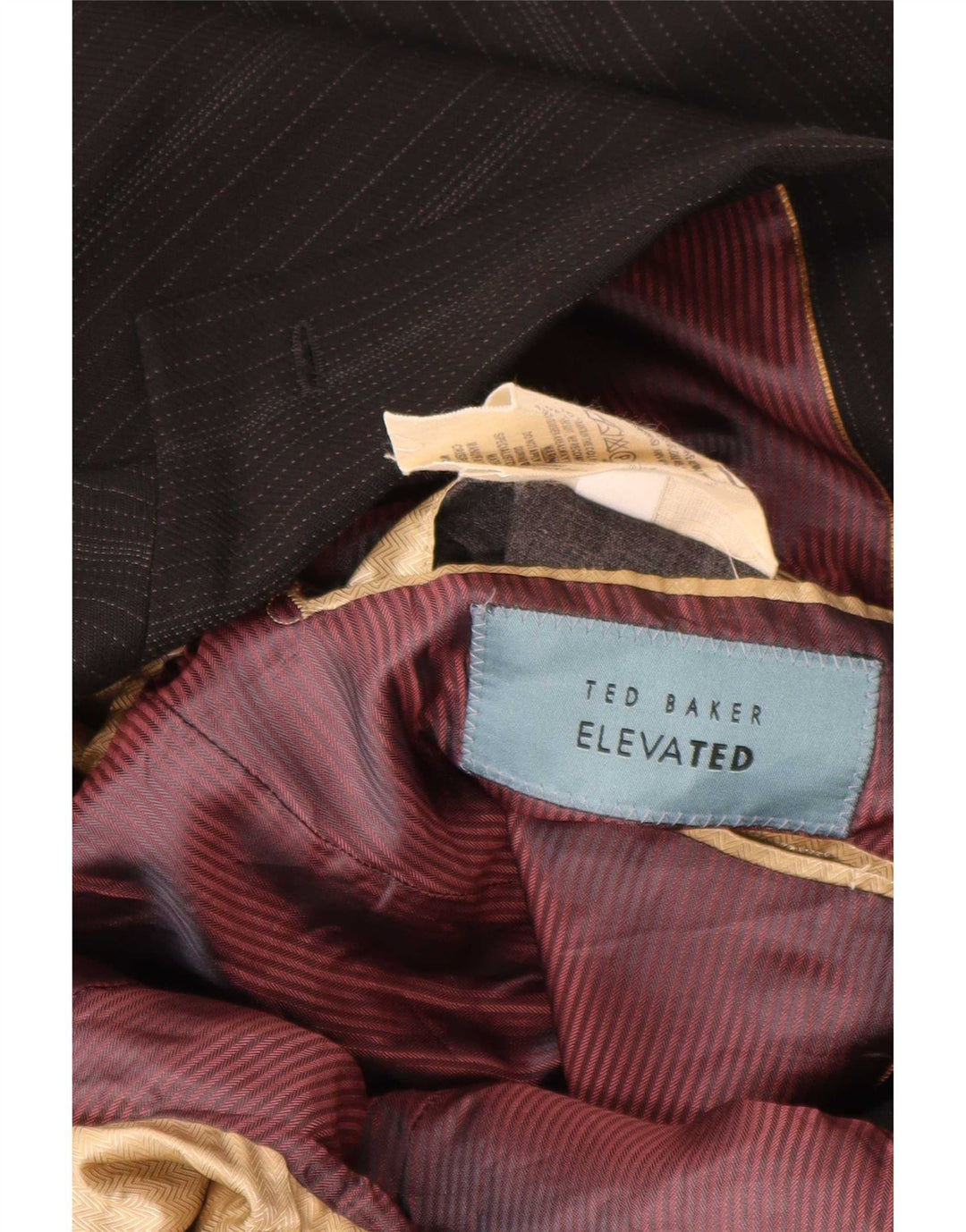 Giacca blazer da uomo a 2 bottoni Ted Baker UK 38 lana vergine a righe nere medie