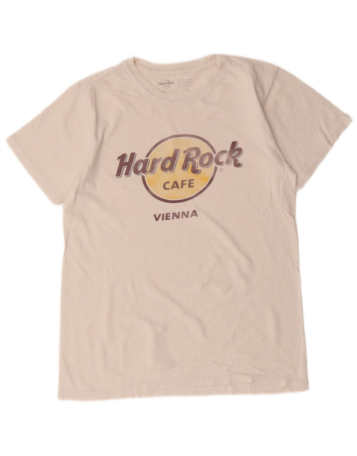 T-shirt grafica da uomo Vienna Hard Rock Cafe, cotone bianco medio