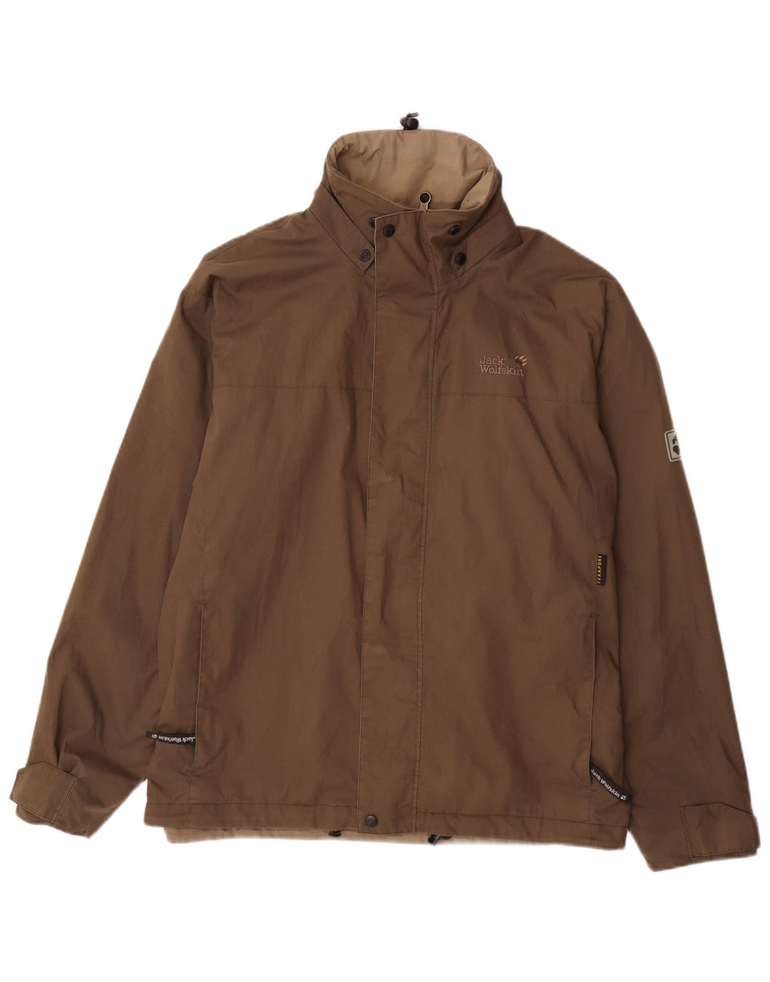JACK WOLFSKIN Mens Rain Jacket UK 36/38 Medium Brown Polyester