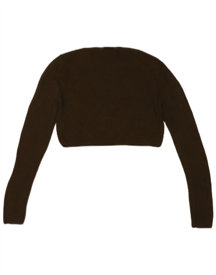 Topshop Top corto da donna a maniche lunghe UK 12 viscosa kaki media