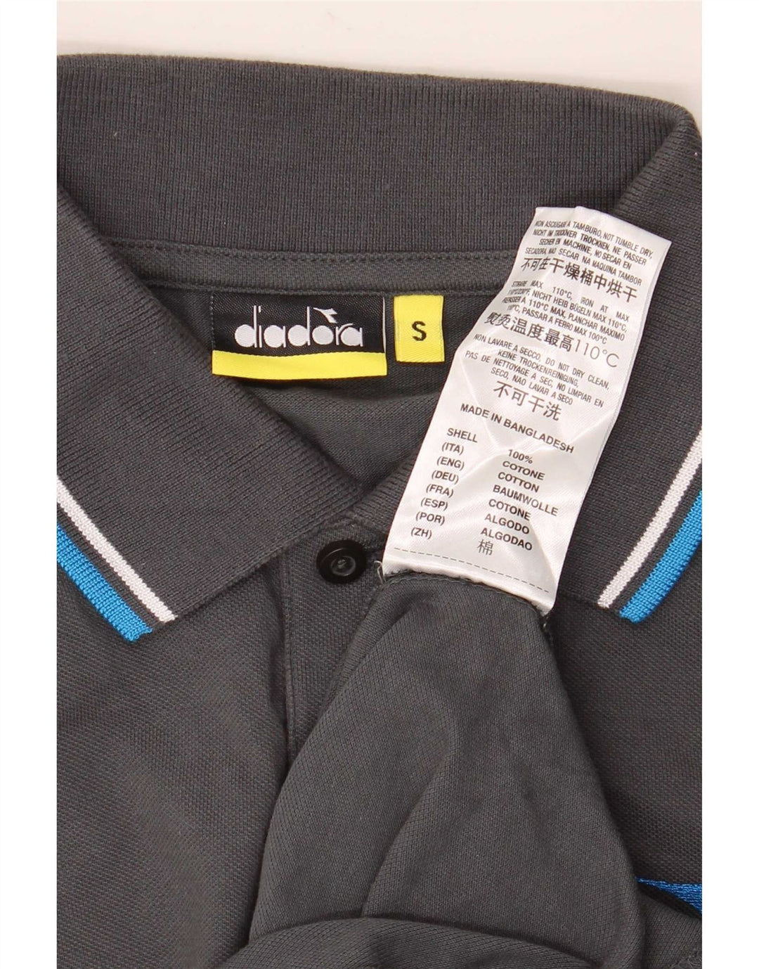 Polo Diadora Uomo Piccola in Cotone Rigato Grigio