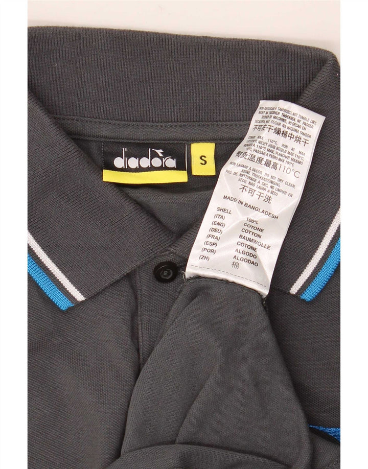 Polo Diadora Uomo Piccola in Cotone Rigato Grigio