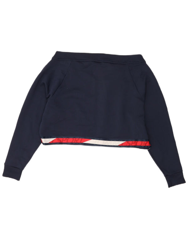 Tommy Hilfiger Donna Crop Felpa Maglione UK 16 Large Blu Navy